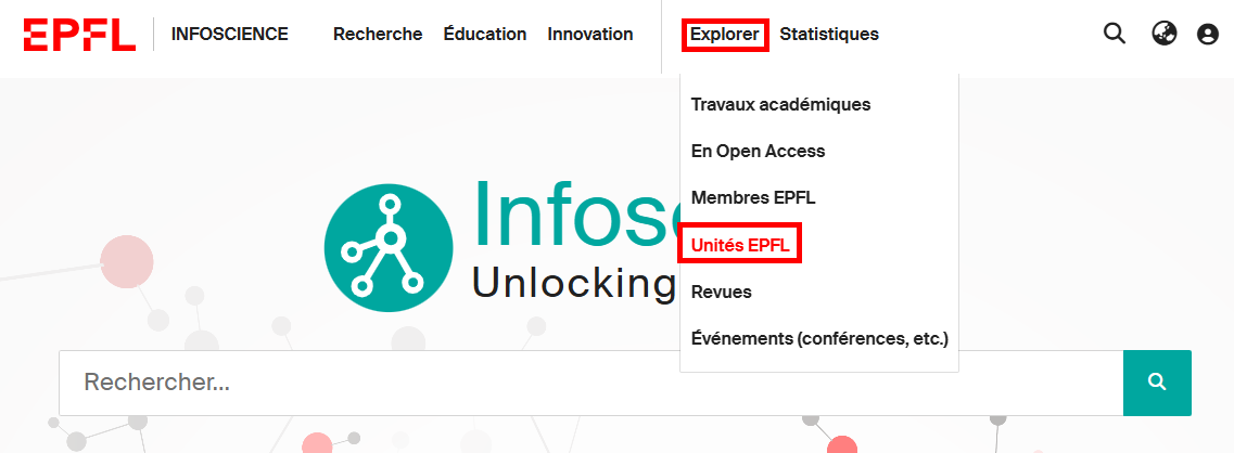 Menu Explorer — Unité EPFL