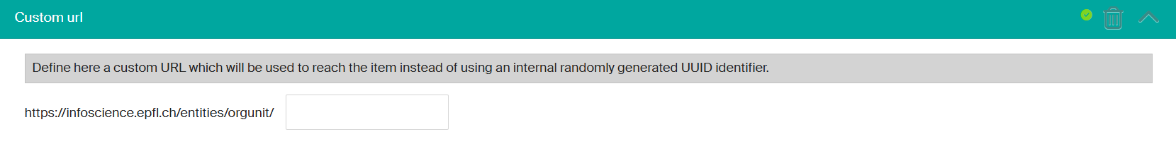 Champ URL personnalisée