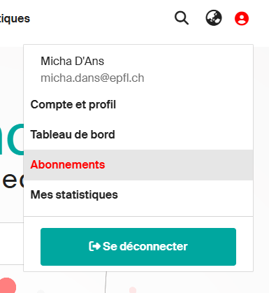 Profil — menu Abonnements