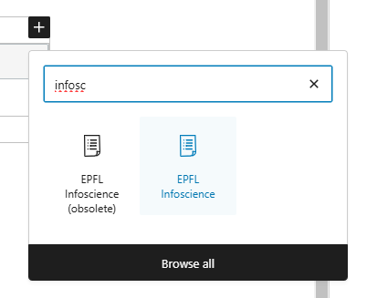WordPress — ajout du bloc EPFL Infoscience