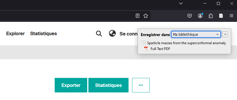 Icône Enregistrer dans Zotero dans le navigateur
