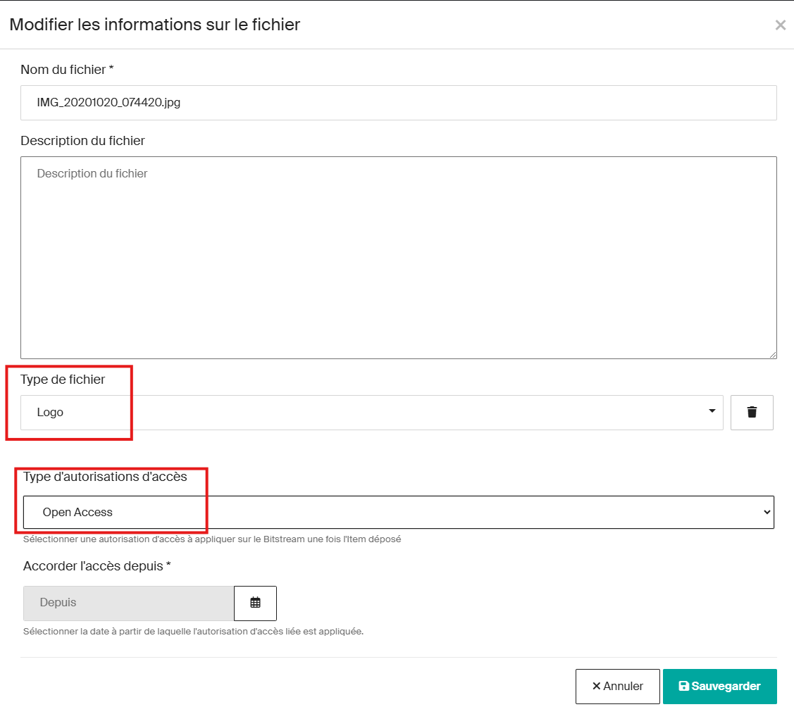 Section Ajout de logo
