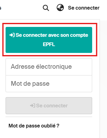 Bouton Se connecter avec son compte EPFL