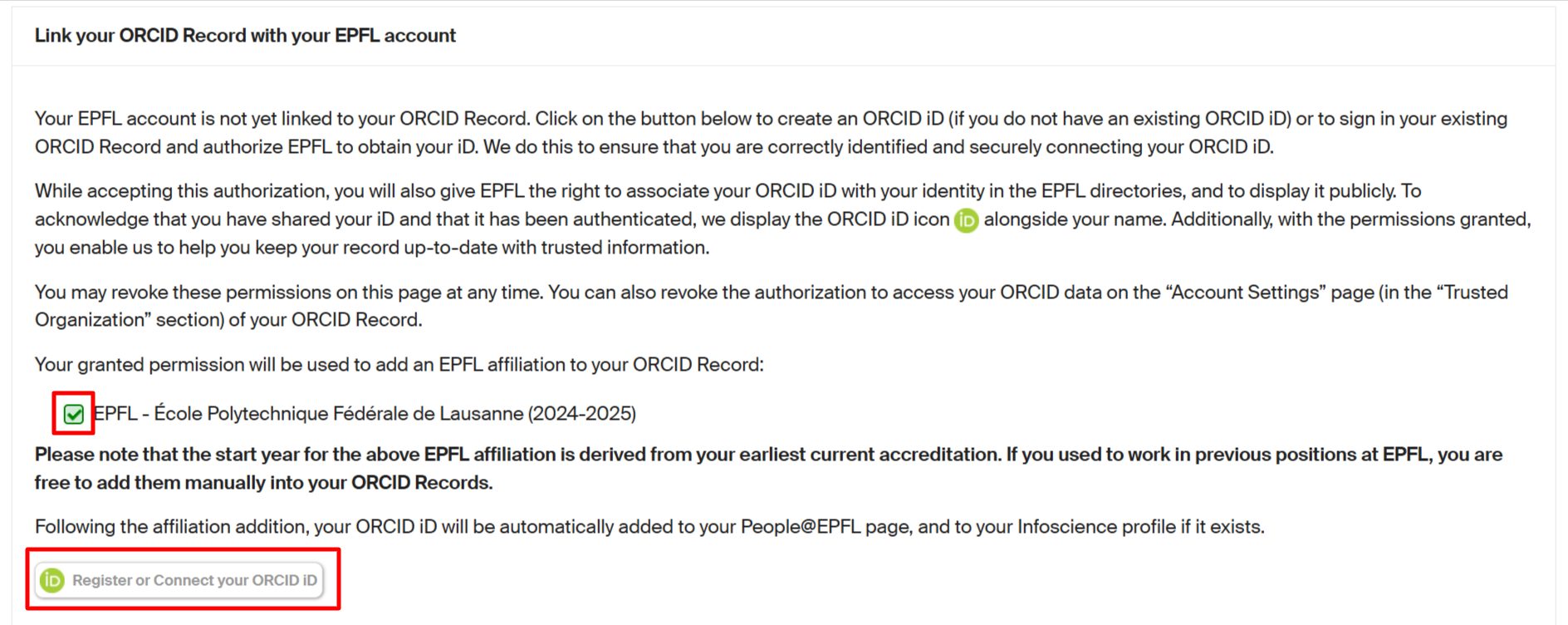 Enregistrer ou connecter votre ORCID iD