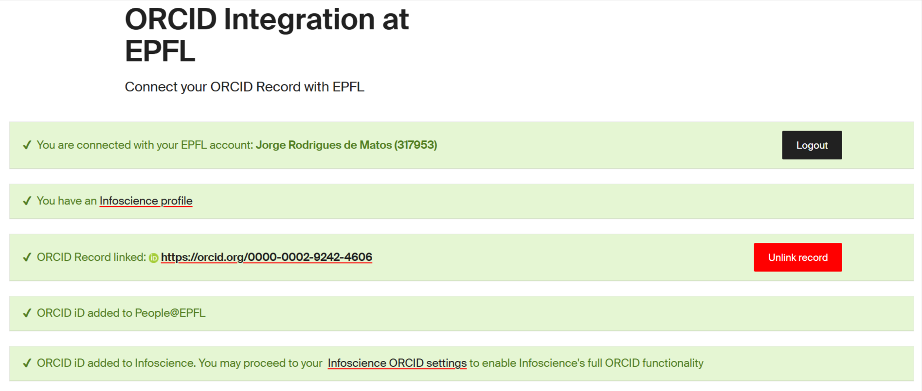 Intégration ORCID complète