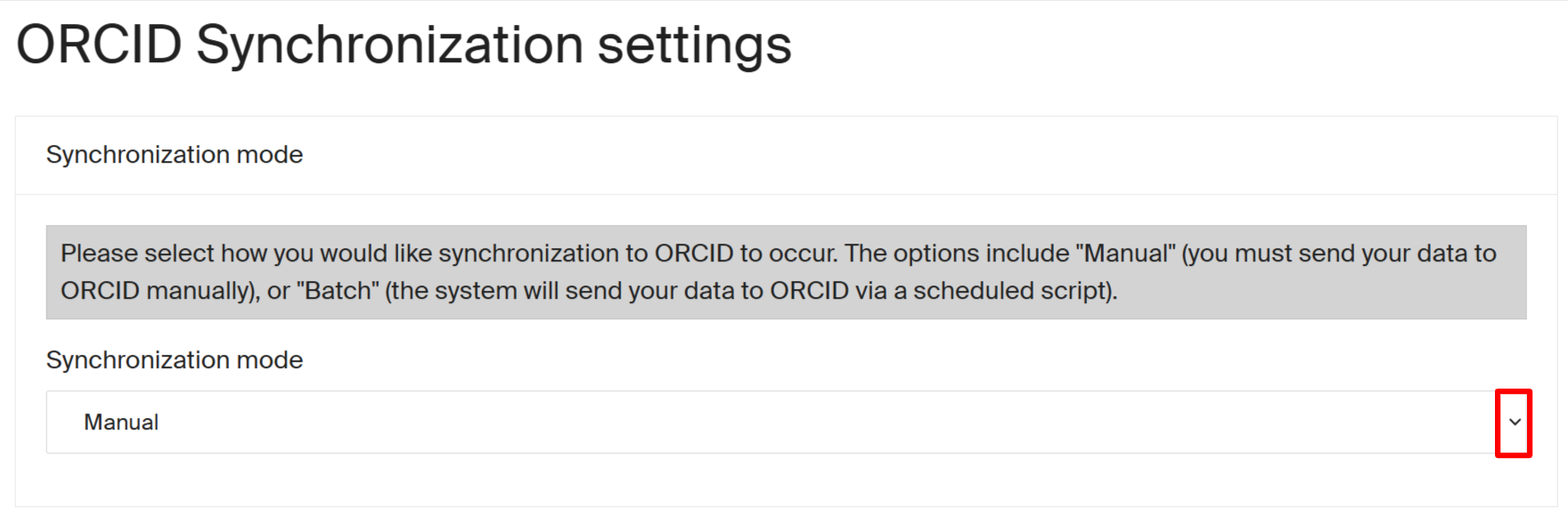 Sélection du mode de synchronisation — Manuel ou Par lot
