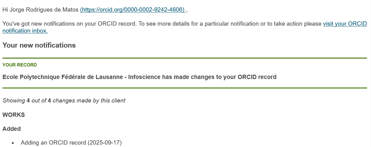 Notification e-mail ORCID — mode Par lot