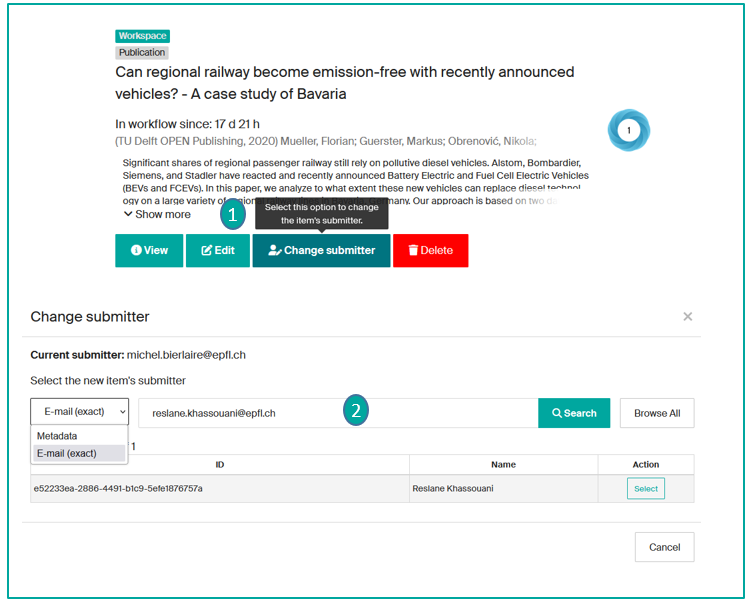 Changer de déposant·e — recherche d'un·e collègue (1)(2)