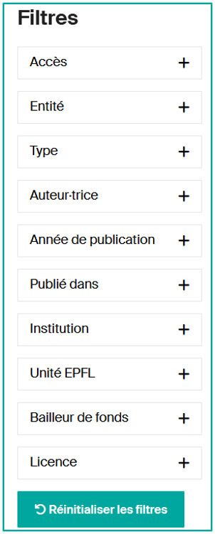 Filtres / facettes sur la page de résultats