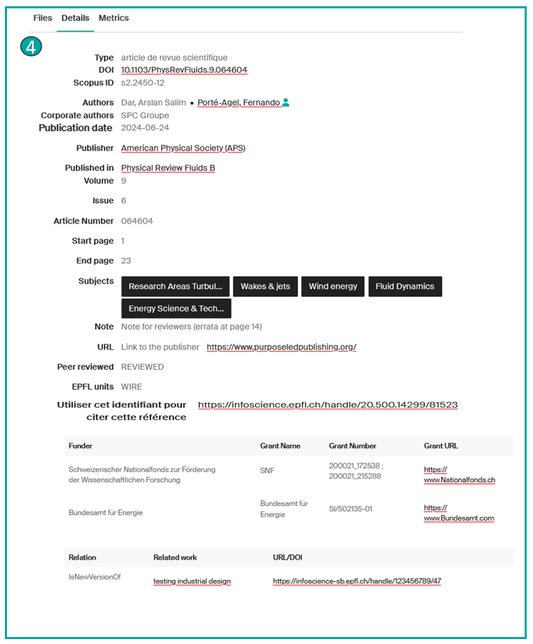 Notice détaillée — onglet Details (4)