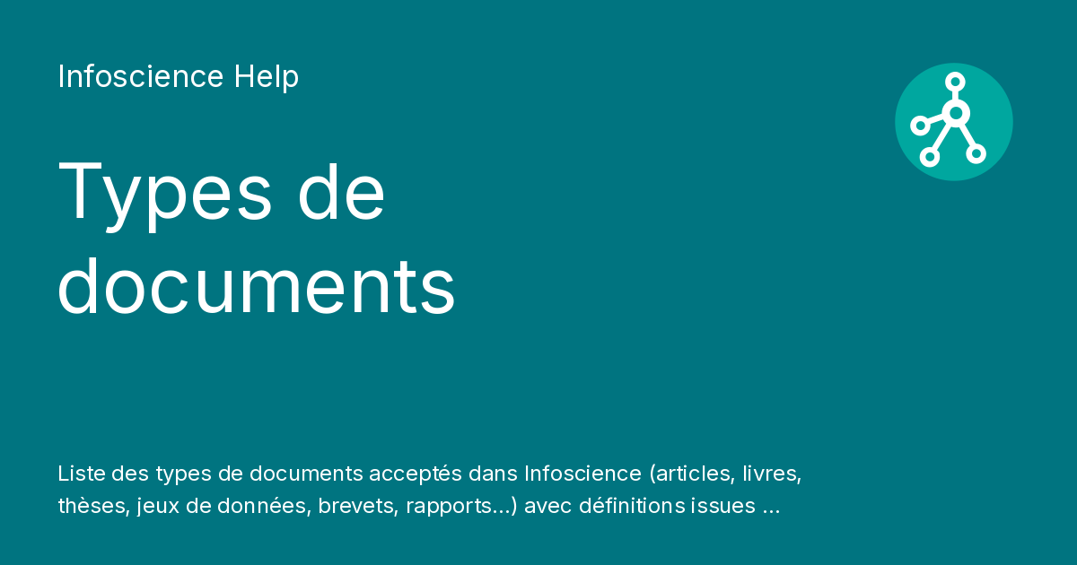 Types de documents - Infoscience Help