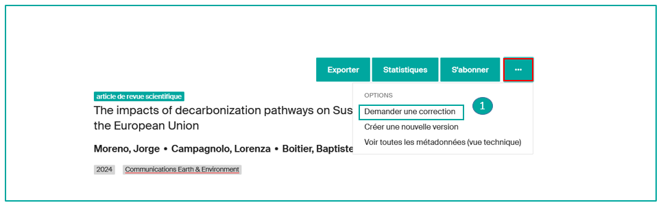 Créer une nouvelle version — menu (4)(5)